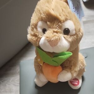 BNWT Plush Musical Bunny Toy with Carrot - Tan and Cream